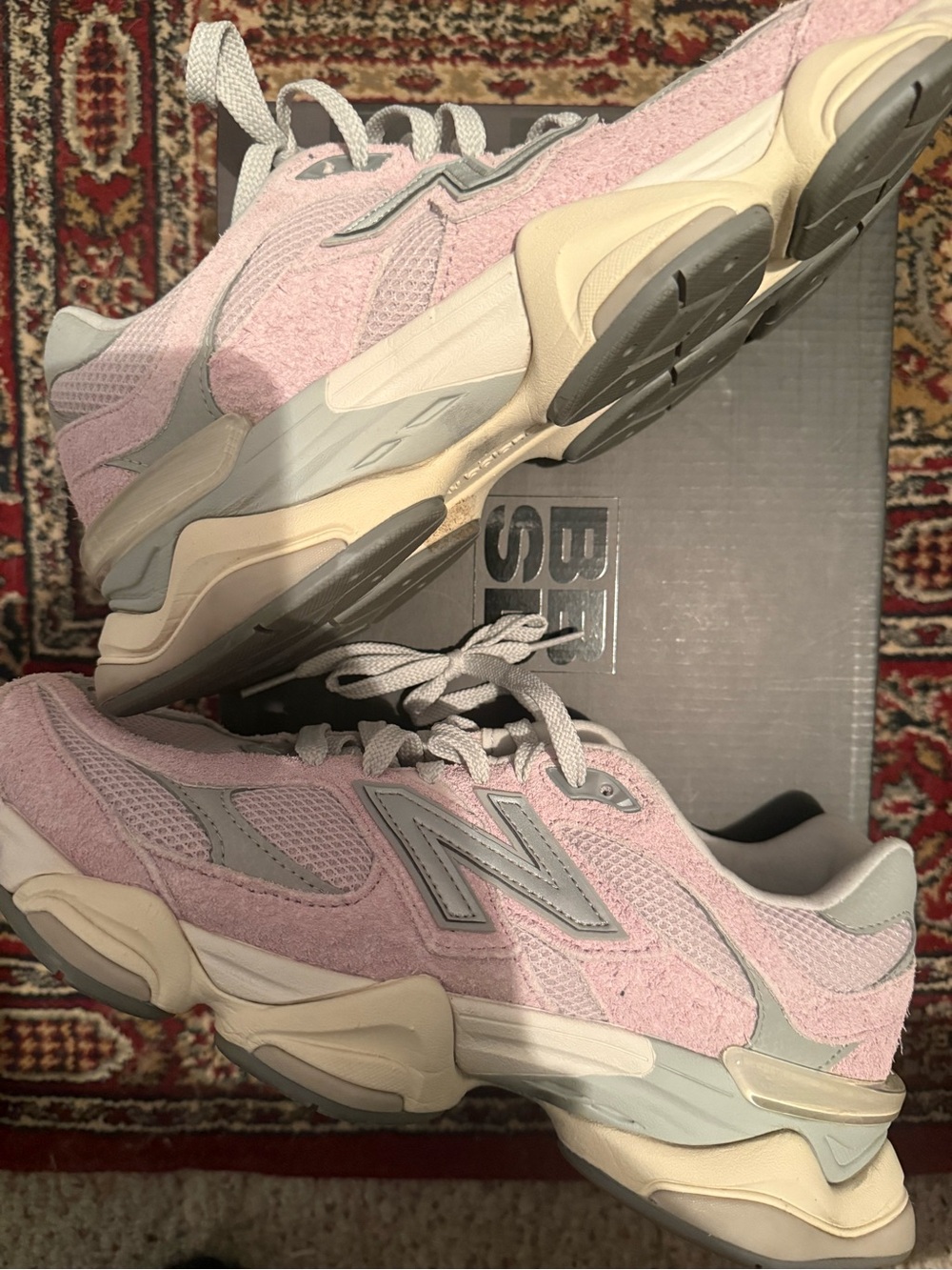 New Balance 9060 December Sky - Pink and Gray Athletic Sneakers